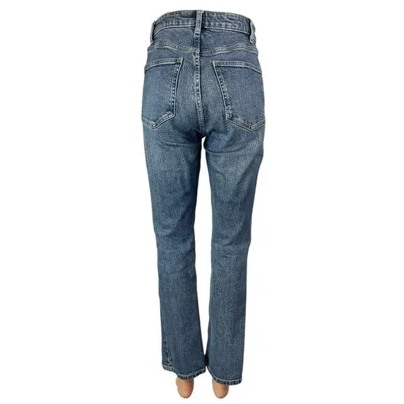 Zara Women's Mid Blue Washed High Waist Casual Straight Denim Jeans Pants Size 4 - Picture 2 of 5
